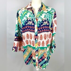 Chico's Multicolor Patterned Button Down Shirt